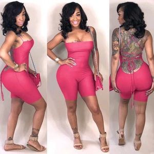 One item is a backless romper and the other is a slit on the stomach one piece!